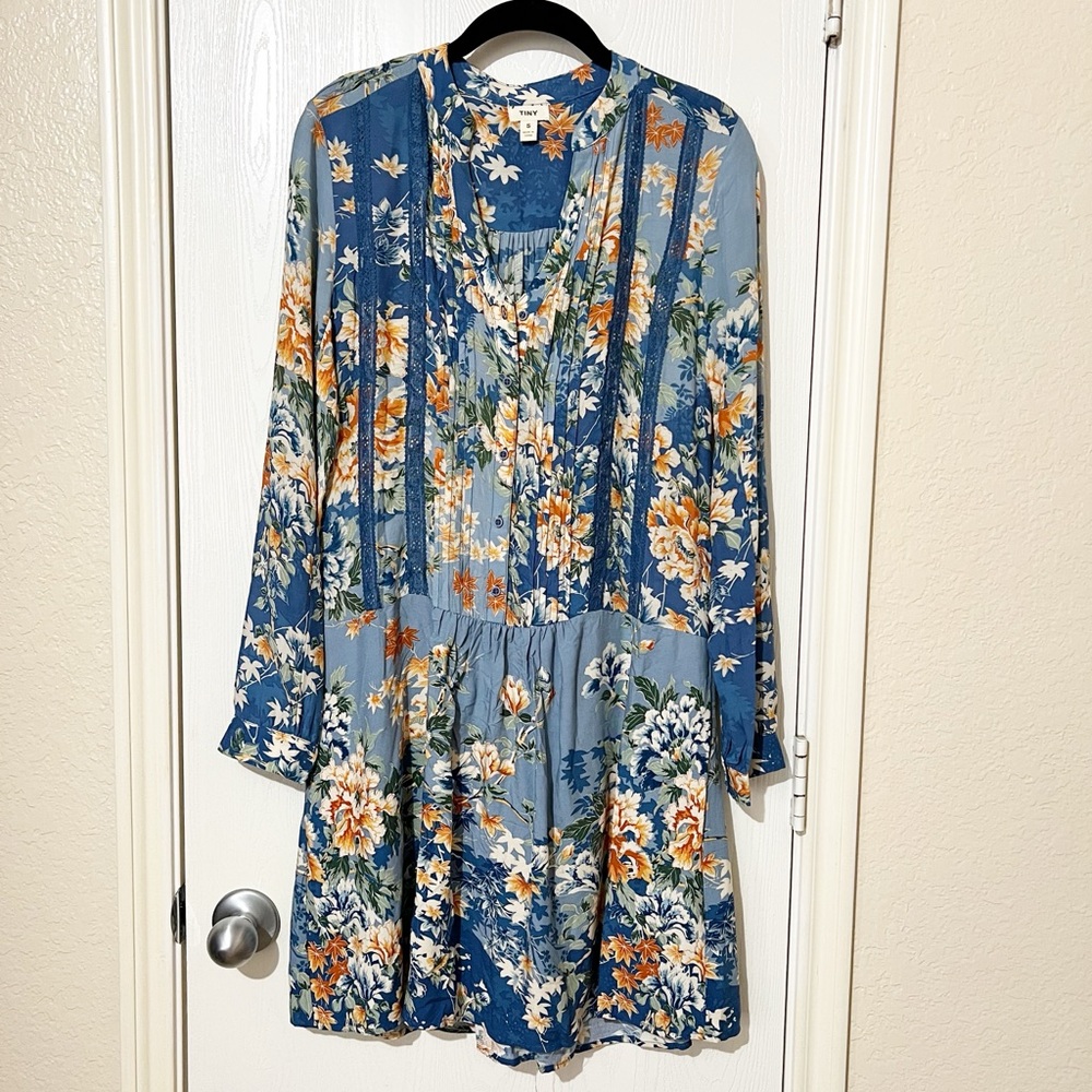 [Anthropologie Tiny] Gaina Blue Multicolor Floral
Drop Waist Long Sleeve Dress S - Picture 2 of 11